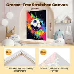 Soccer Paint by Numbers Kids Kit 8-12: Framed Canvas, Easel, Gift Box Wall Decor