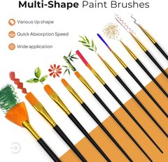 Acrylic Paint Set, 24 Colors with 12 Brushes & Palette, Non Toxic Art Supplie…