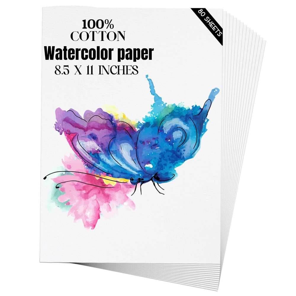Watercolor Paper 8.5×11 inches 80 Sheets,Heavyweight Artist Paper 140lb/300GSM C