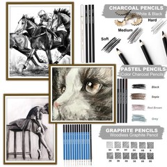 Juego De 76 Kits De Dibujo Y Bocetos: Suministros De Arte Profesional Con Cu…