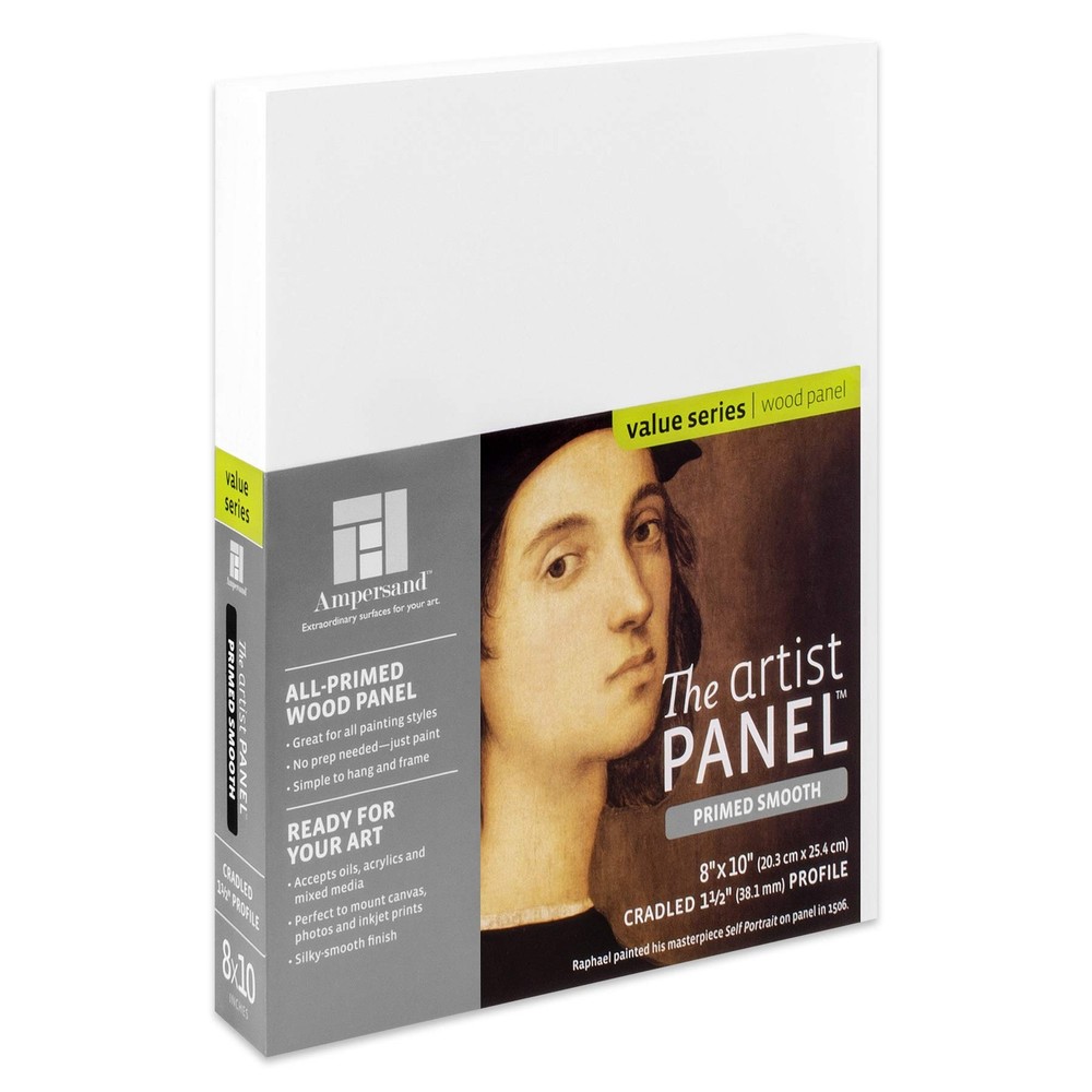Ampersand Art Supply 8×10 Cradled Primed Smooth Gesso Panel for Painting