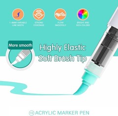 Acrylic Paint Pens Set,12Colors Soft Brush Tip Acrylic Paint Markers, Direct-…