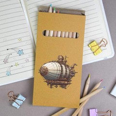 12 x ‘Steampunk Airship’ Long 178mm Coloured Pencils / Pencil Set (PE00093011)