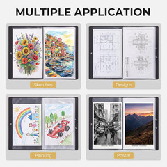 18″X24″ Art Portfolio, 30 Pockets Display 60 Pages Art Portfolio Folder with Cle