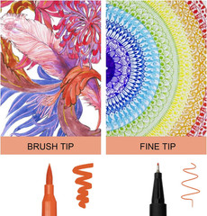 Dual Brush Marker Pens,24 Colored Markers,Fine Point and Brush Tip for Adult Col