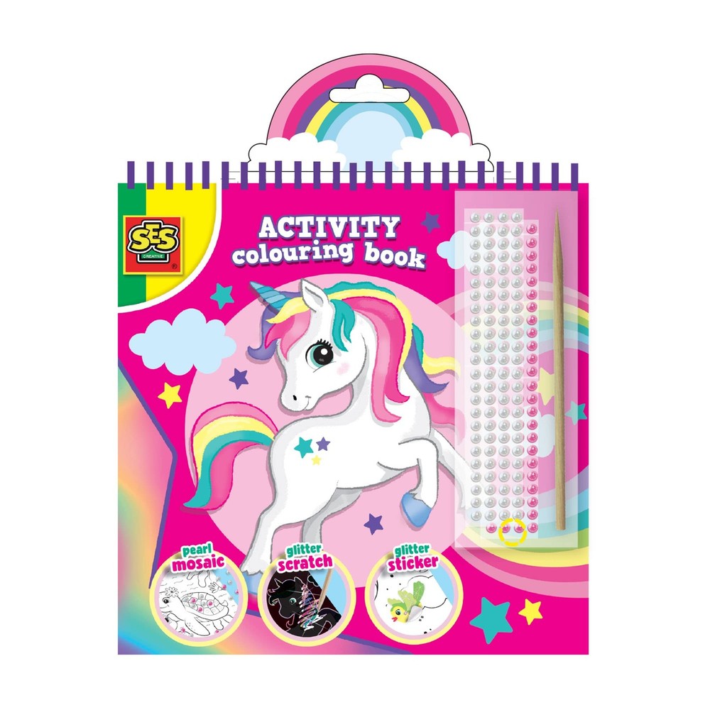 SES Creative 00117 – Activity Colouring Book Glitter 3 in 1