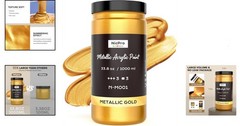 Luxury Glossy Metallic Gold Paint 33.8oz – Perfect for Multi-Surface Projects