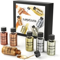 Fast-Drying Liquid Leaf Paint Set: Gold, Silver, Bronze & More (0.68 fl oz Each)