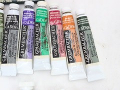 Used Lot of 32 Watercolor Paint WINSOR NEWTON Grumbacher Cotman Brushes Used