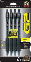 Gel Pens Refillable Retractable Rolling Ball Fine Point Black 4 Pack