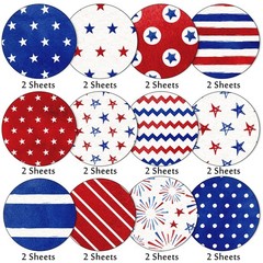 24 Sheet Patriotic Pattern Paper Watercolor Star Firework Scrapbook Specialty Pa