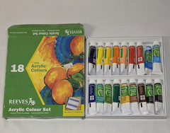 Reeves Acrylic Colour Set 18 Fine Acrylic Colours 12ml Tubes Multicolor