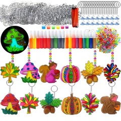 30 Sets Fall Leaf Pumpkin Acorn Suncatchers Keychains Craft Kits DIY Window A…