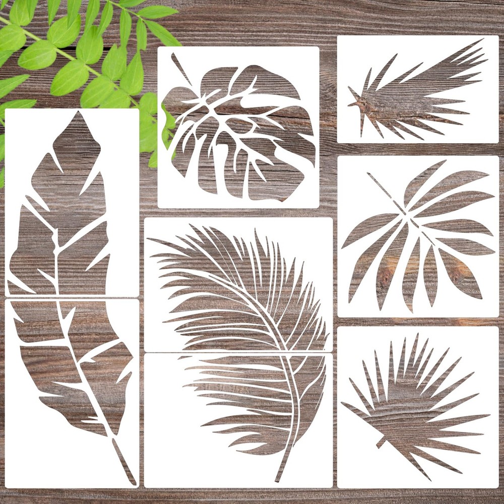 Large Leaf Stencils for Walls Painting – Fern, Palm, Tropical Leaves Reusable