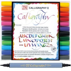 ZIG Calligraphy Marker Pens, 12 Colors set, 2mm & 3.5mm Dual Tip Markers, for…