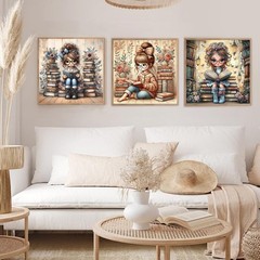 3 Pack Diamond Painting Kits for Adults, Reading Book Diamond Art Kits DIY 5D F