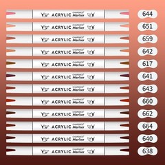 CHARSOCO Brown Tones Acrylic Paint Pens, 12 Colors Markers Set with Soft Brus…