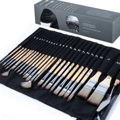 ARTIFY 25 Pieces Professional Paint Brush Set – Expert Series Synthetic Nylon…