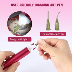 DAFENCHI Cordless Electric Diamond Painting Pen with Light, Hotpink