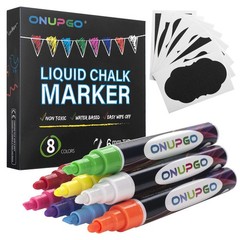 ONUPGO Liquid Chalk Markers, 8 1 Count (Pack of 8), 8 Bright Neon Multicolor