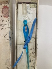 murano style dipping pen blue glass calligraphy with gift box