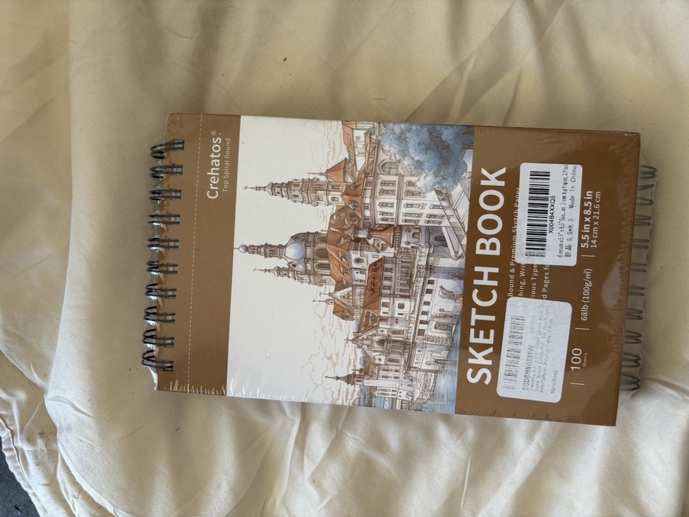 2 pack Crehatos Spiral Bound Sketch Book 5.5″ x 8.5″ 100 Sheets 68 lb