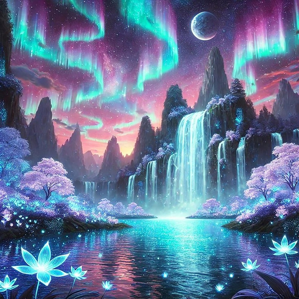 Ekuxom Diamond Art Kits for Adults- Aurora 14x14in (35X35cm), Borealis