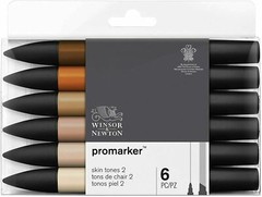 Winsor & Newton Promarker 6 Pen Pro Marker Set – Skin Tones Set 2