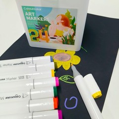 24 PCS Watercolor Markers Dual Tips Colored Pens Drawing Painting Art Supplies