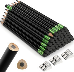 48 Pcs Fat Pencils Jumbo Big Thick Large Pencils and 3 Pieces Sharpeners for Kid