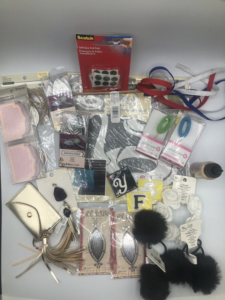 Craft Junk Drawer Lot Stencils Liquid Clay Candles Bezels