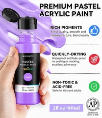 40 PCS Pastel Acrylic Paint Set with 12 Brushes, 2 Knives & Palette, 24 Color…