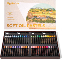 Professional Oil Pastels, 48 Vibrant Colors plus 4 White, Set of 52, Creamy and