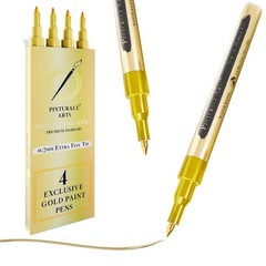 Pinturale Arts 4 Gold Paint Pen Fine Tip | Set 4 1 Count (Pack of 4),