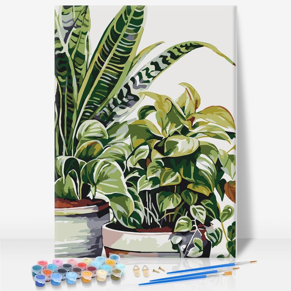 Framed Paint by Numbers Kit for Adults Beginner & Kids Ages 10-13, Plants Easy P