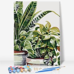 Framed Paint by Numbers Kit for Adults Beginner & Kids Ages 10-13, Plants Easy P