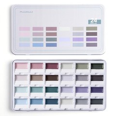 Watercolor Paint Set- 24 Color Opaque Semi-Moist Watercolor Paint, Gray Palet…