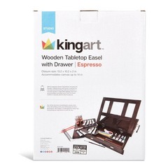 704 Adjustable Wood Espresso Stained Desk Table Easel with Storage Drawer, Paint