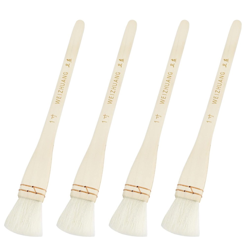 Creative Mark Hake Paintbrush Set 4Pcs 1 Inch Professional Soft White Goat Hair