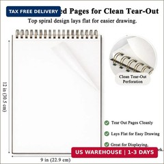 9″ X 12″ Sketch Book, Top Spiral Bound Sketch Pad, 100 Sheets 68Lb/100Gsm Acid-F