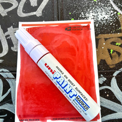 MODIFIED Coral Red Uni Paint Marker PX-30 Broad Chisel Tip 8mm Graffiti Supplies