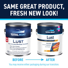 TotalBoat Lust Rapid Recoat Marine Spar Varnish High Gloss 2-Qt Kit Dries Fast