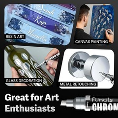 Funcils Liquid Chrome Marker 4 Silver Chrome Paint Pen 1mm, 3mm, 5mm, 10mm |…