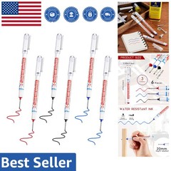Professional Grade Deep Hole Marker with 1.1″ Nib – Ambidextrous Grip, 6 Pack