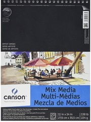 Canson Artist Series Mixed Media Paper, Wirebound Pad, 9-x-12-Inch, Graphite