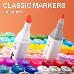 Alcohol Markers, 60 Colors Dual Tip Art Coloring Markers Set for Kids Adult Book