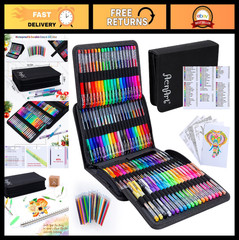 160 Pack Colored Gel Pens for Adult Coloring, 40% More Ink, Black Case – Art Sup