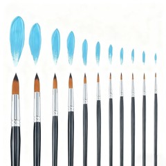 Round Paint Brushes 11pcs, Watercolor Acrylic Gouache Ink, Black Set