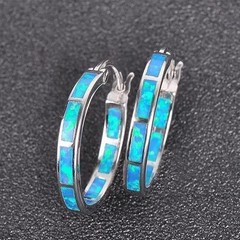 925 Sterling Silver Hoop Earring, Opal Small Hoop Earring for Women
