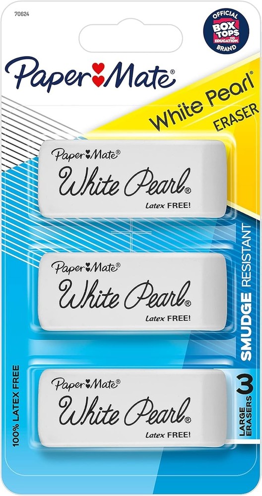 Paper Mate White Pearl Premium Rubbers Erasers 3 Pack Large UK STOCK FAST